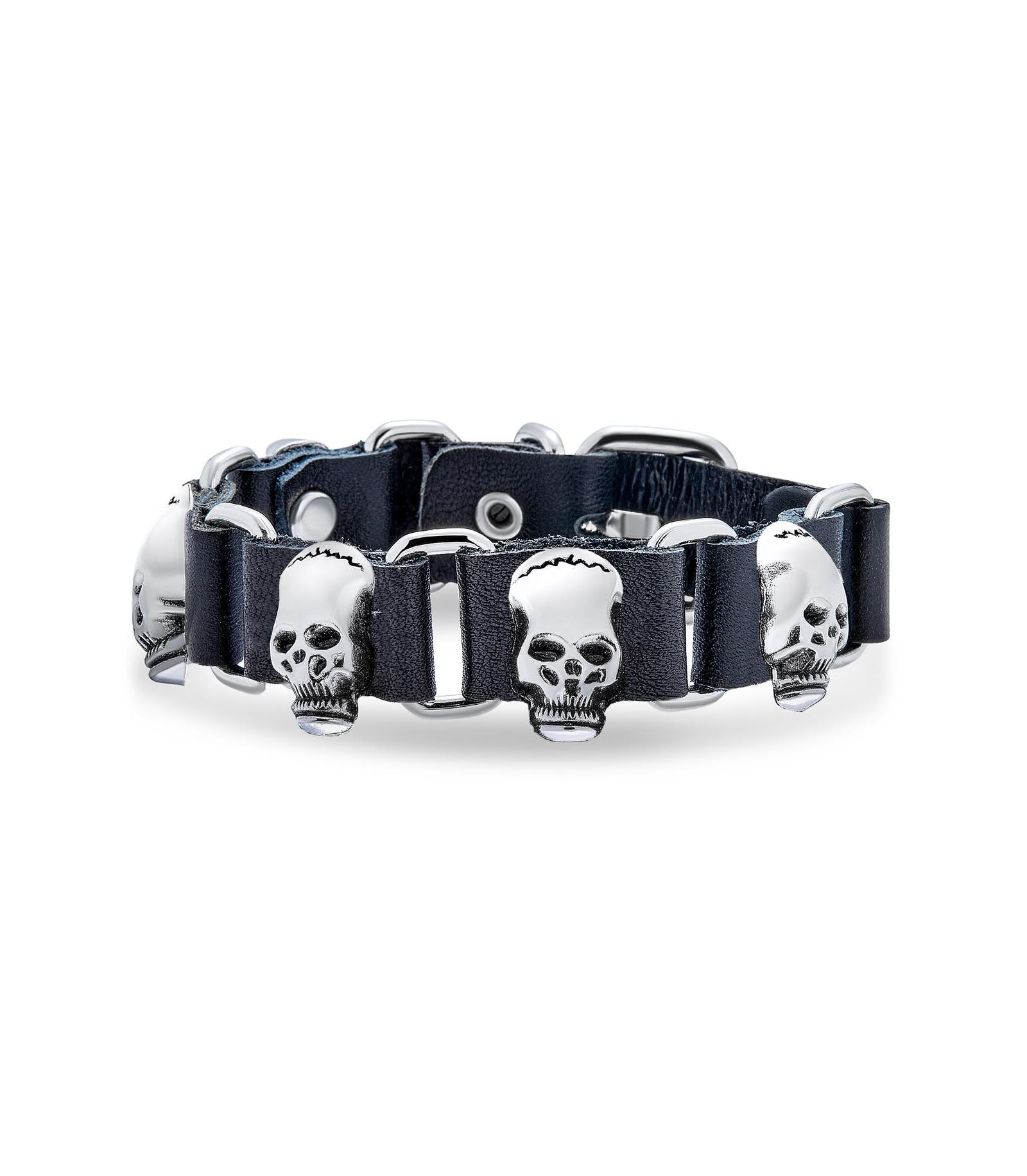 Браслет-манжета с шипами в виде черепов от Bling Jewelry
