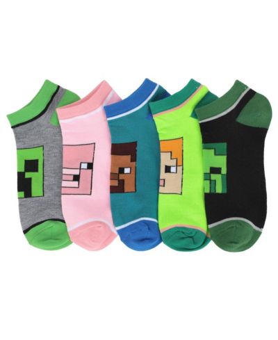 Minecraft Women's Character Heads 5-Pair Ankle Socks