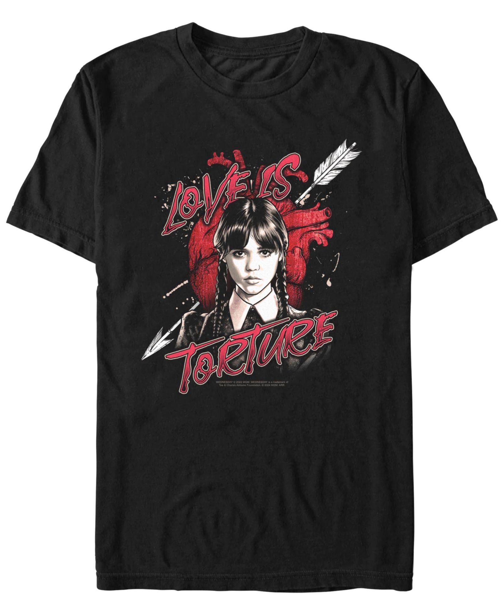 Fifth Sun Men's Wednesday Addams Love is Torture Short Sleeve T-Shirt