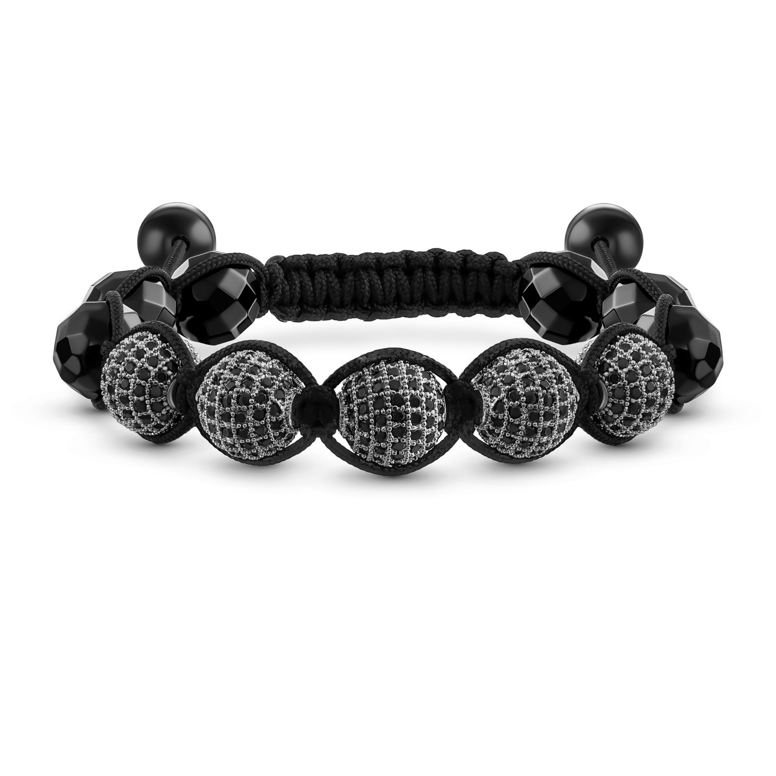 Регулируемый браслет-болоньез Bling Jewelry в стиле Шамбалла с черными и белыми кристаллами, 12 мм