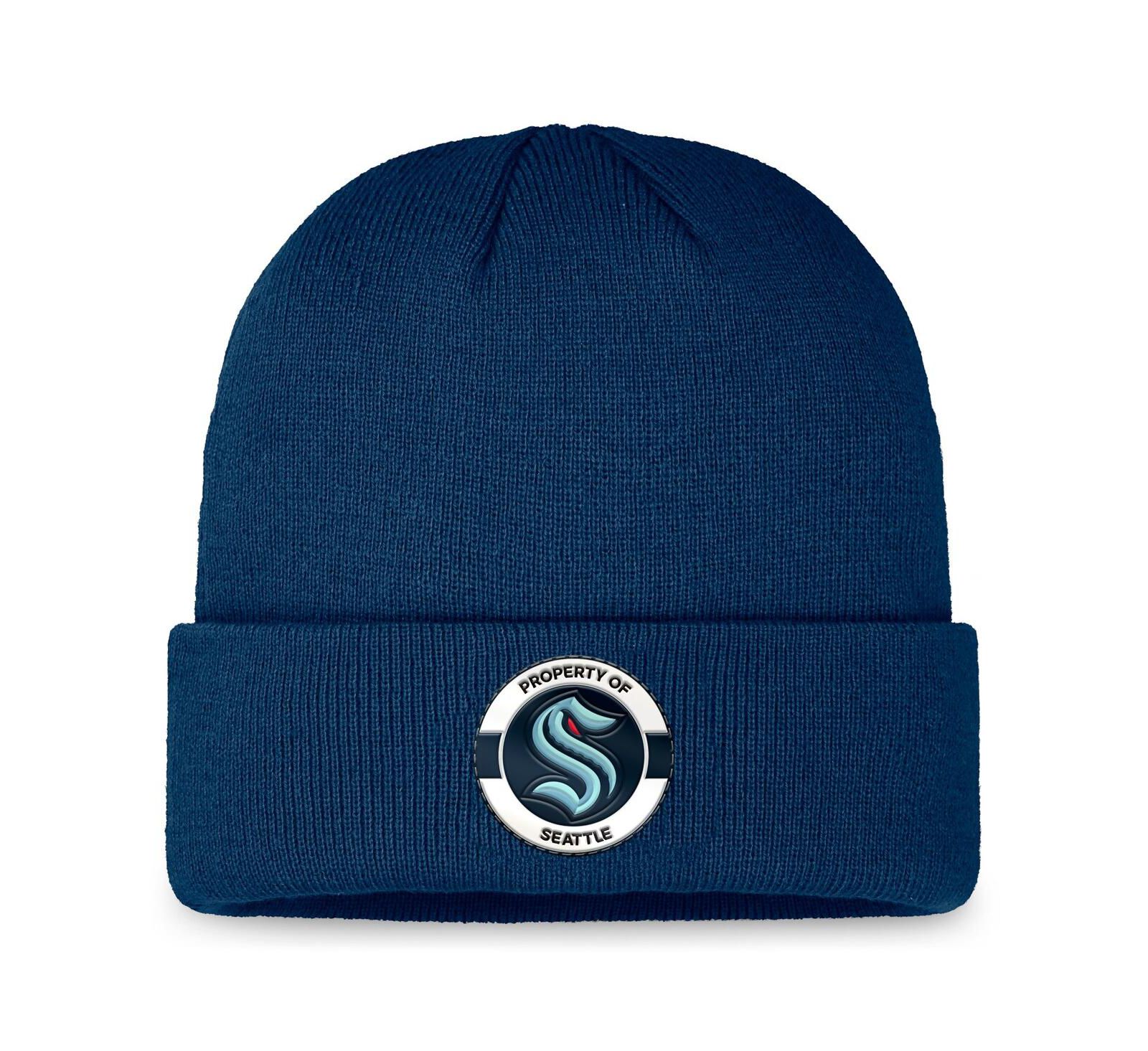 Мужская вязаная шапка Fanatics Seattle Kraken Authentic Pro Training Camp Cuffed Knit Deep Sea Blue