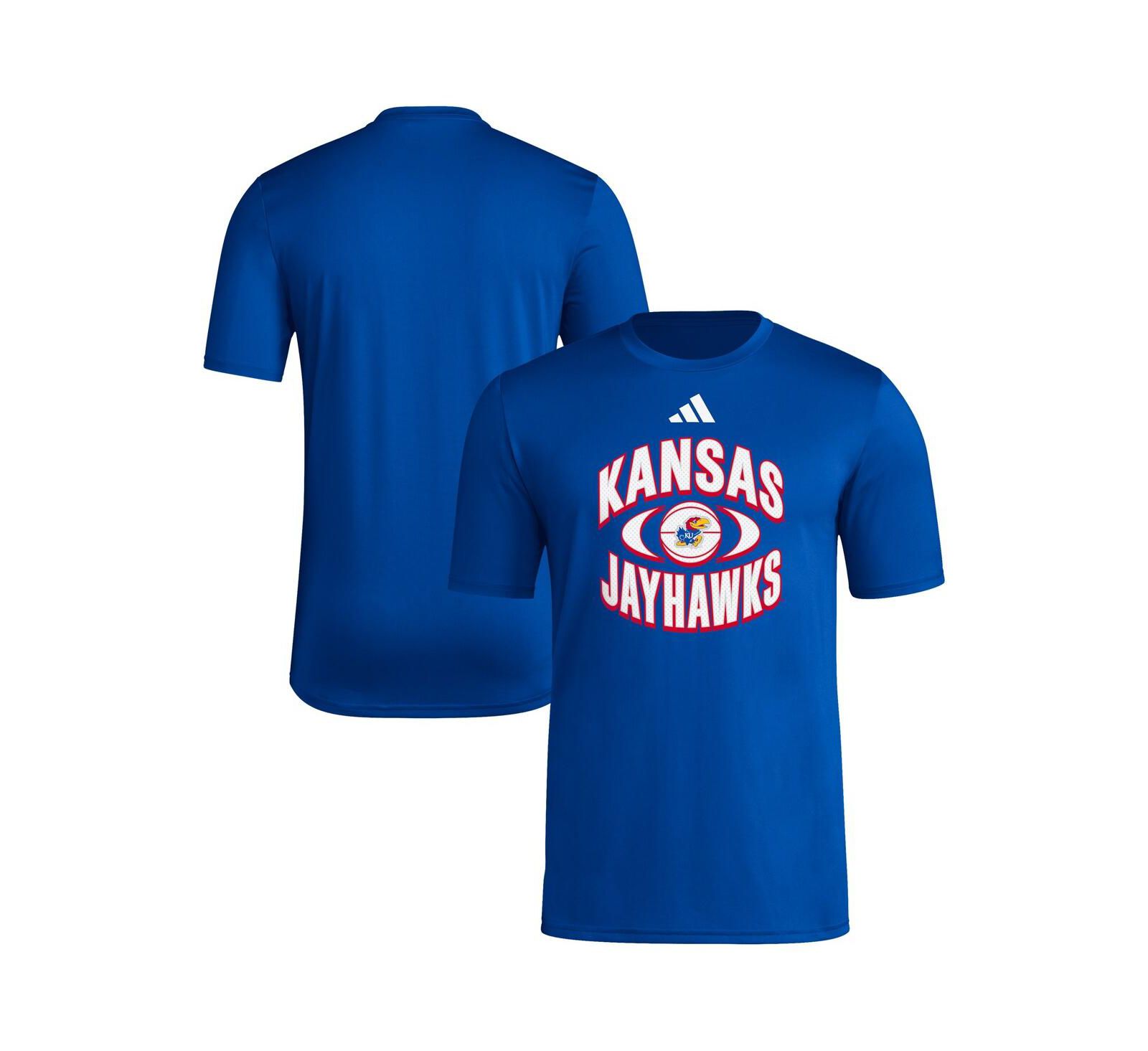Adidas Men's Royal Kansas Jayhawks Basketball On Court Orbit Pregame T-Shirt
