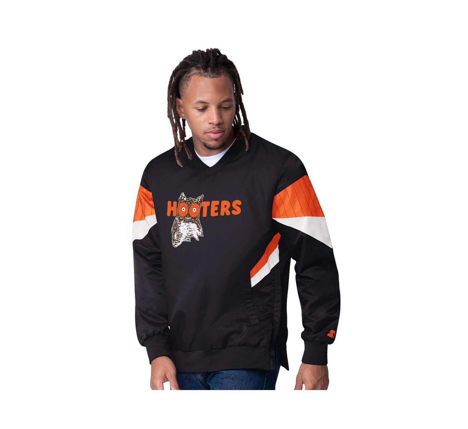 Starter Men's Black Chase Elliott Hooters Striker I V-Neck Pullover Jacket