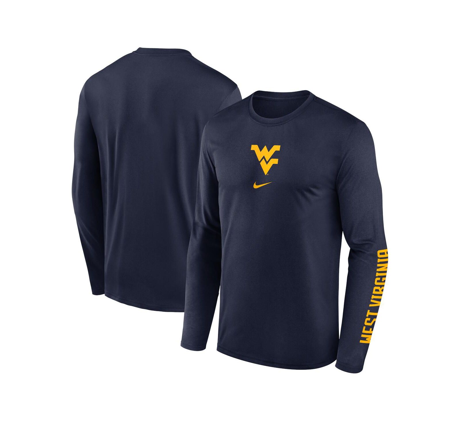 Nike Men's Navy West Virginia Mountaineers Primetime Center Lockup Two-Hit Legend Long Sleeve T-Shirt