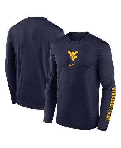 Nike Men's Navy West Virginia Mountaineers Primetime Center Lockup Two-Hit Legend Long Sleeve T-Shirt