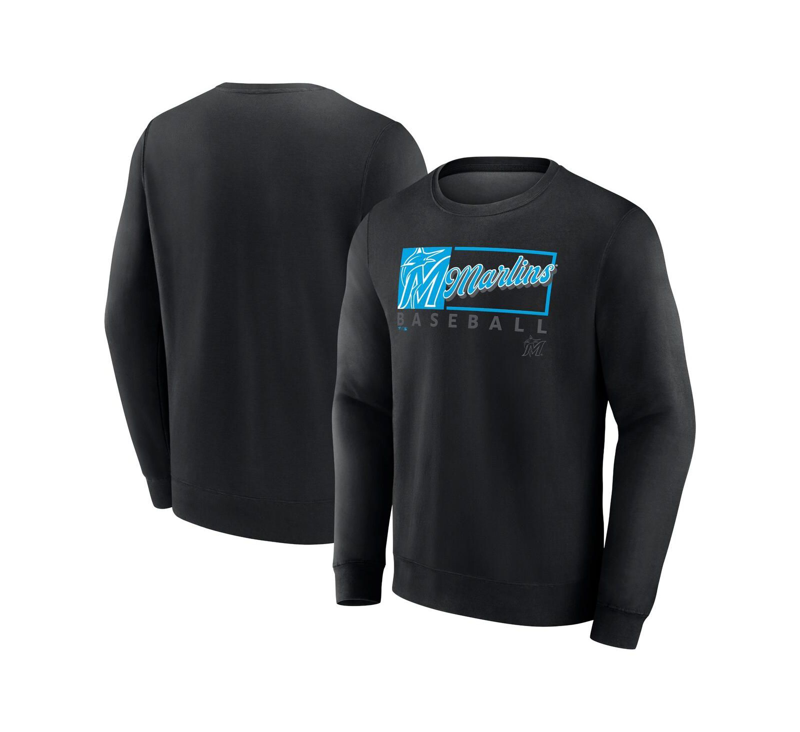 Мужская свитшот-толстовка Fanatics Black Miami Marlins Focus Fleece Pullover