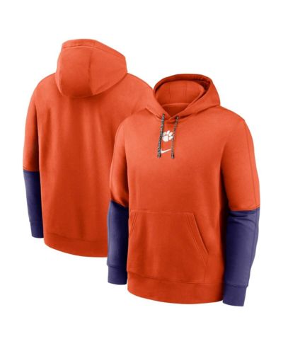 Мужское худи Nike Clemson Tigers 2024 Sideline Club Pullover, оранжево-фиолетовое