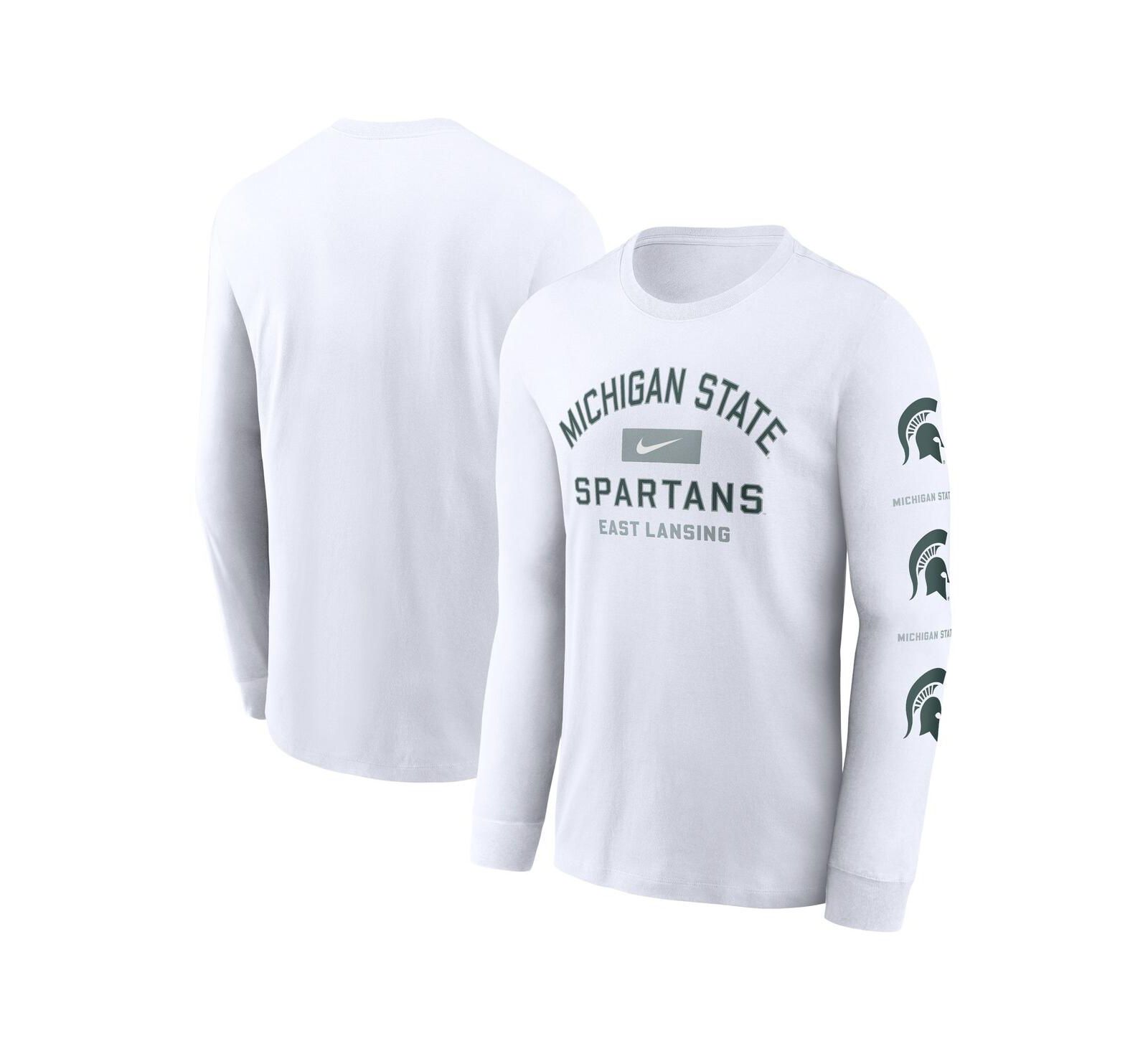 Мужская футболка Nike Michigan State Spartans Primetime Classic Location Long Sleeve White