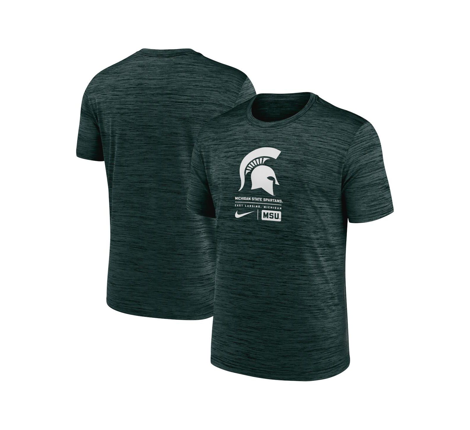 Nike Men's Green Michigan State Spartans Campus Center Block Velocity Performance T-Shirt