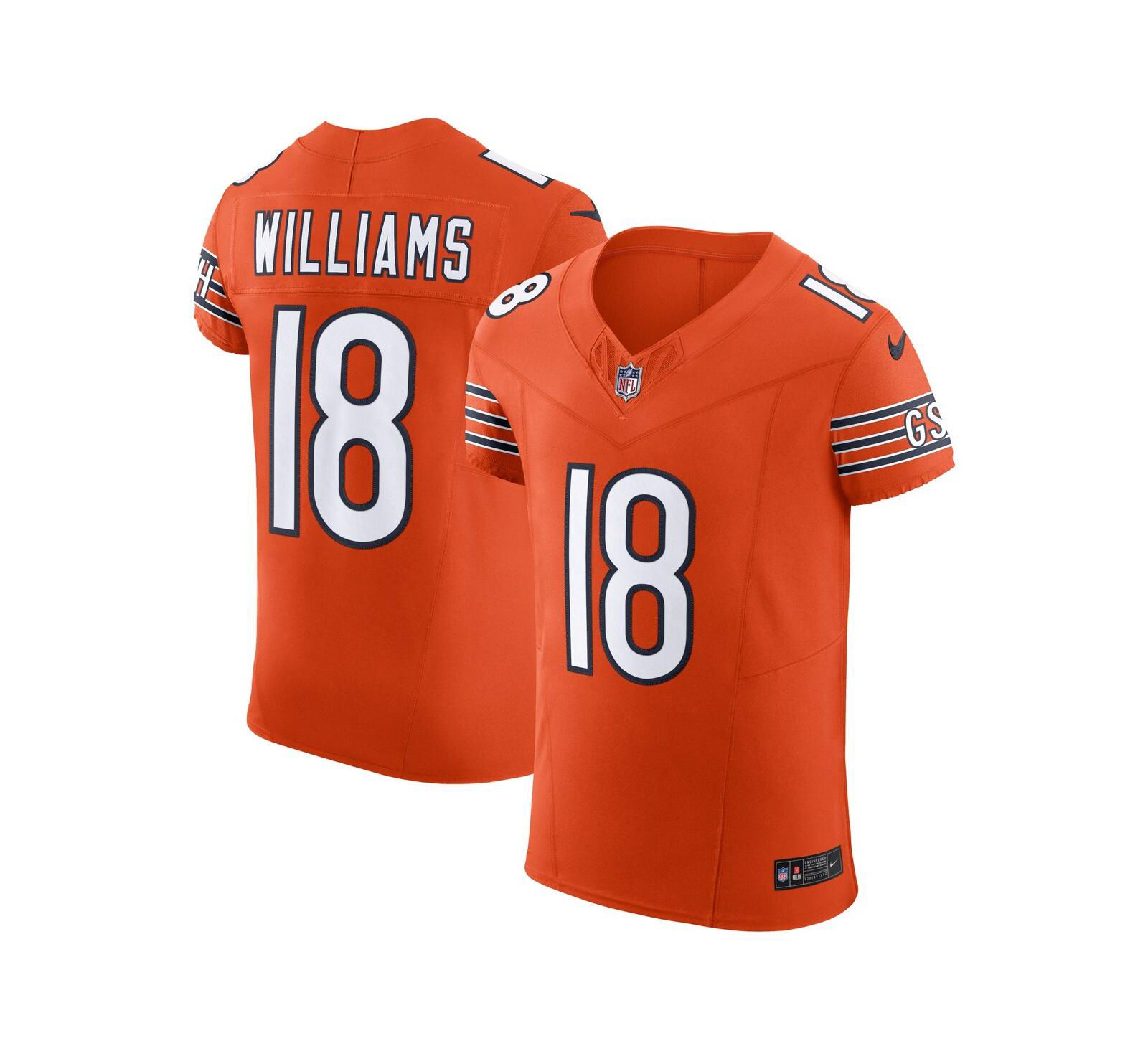 Nike Men's Caleb Williams Orange Chicago Bears Alternate Vapor F.U.S.E. Elite Jersey