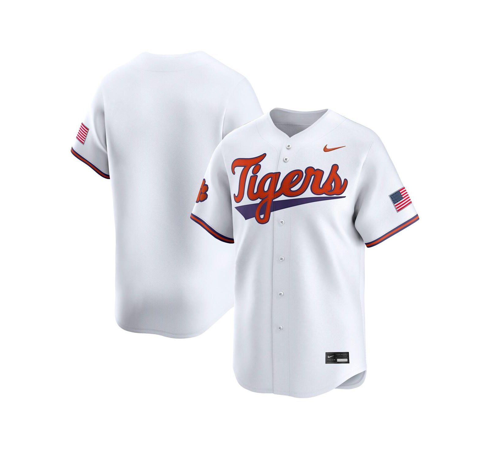 Мужская белая бейсбольная джерси Nike Clemson Tigers College Limited