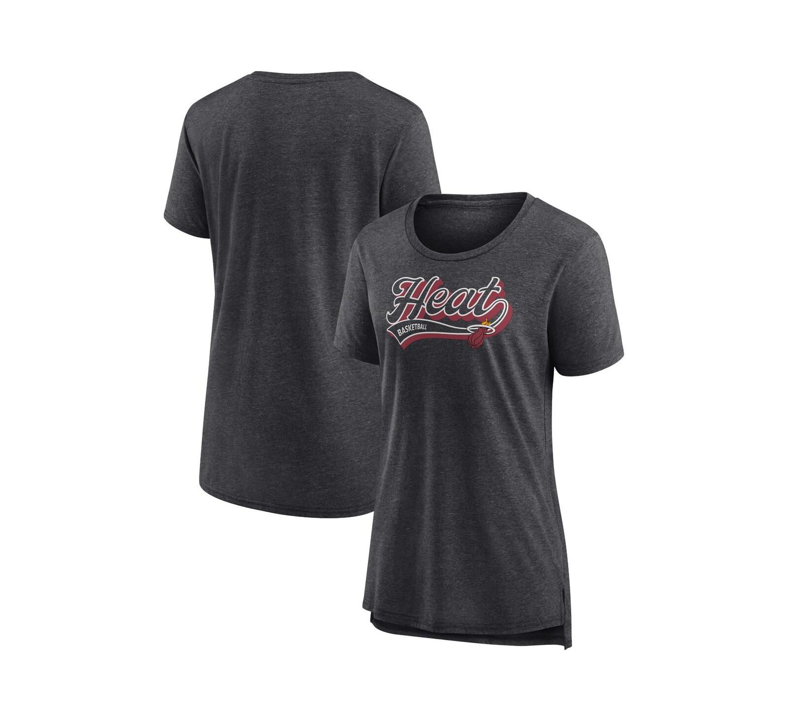 Женская футболка Fanatics Miami Heat League Leader Tri-Blend Heather Charcoal