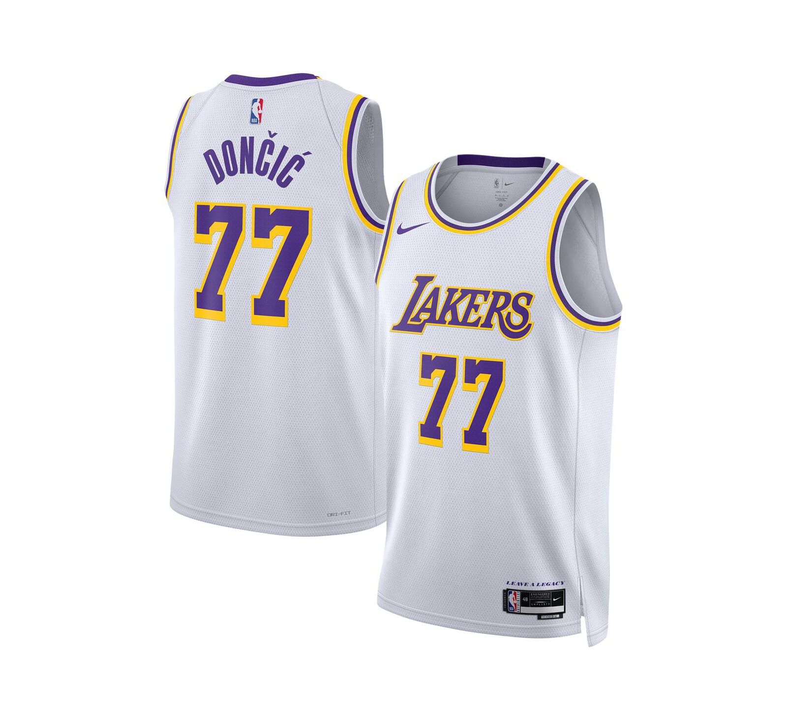 Nike мужская и женская джерси Swingman Luka Doncic, белая, Los Angeles Lakers, издание Association