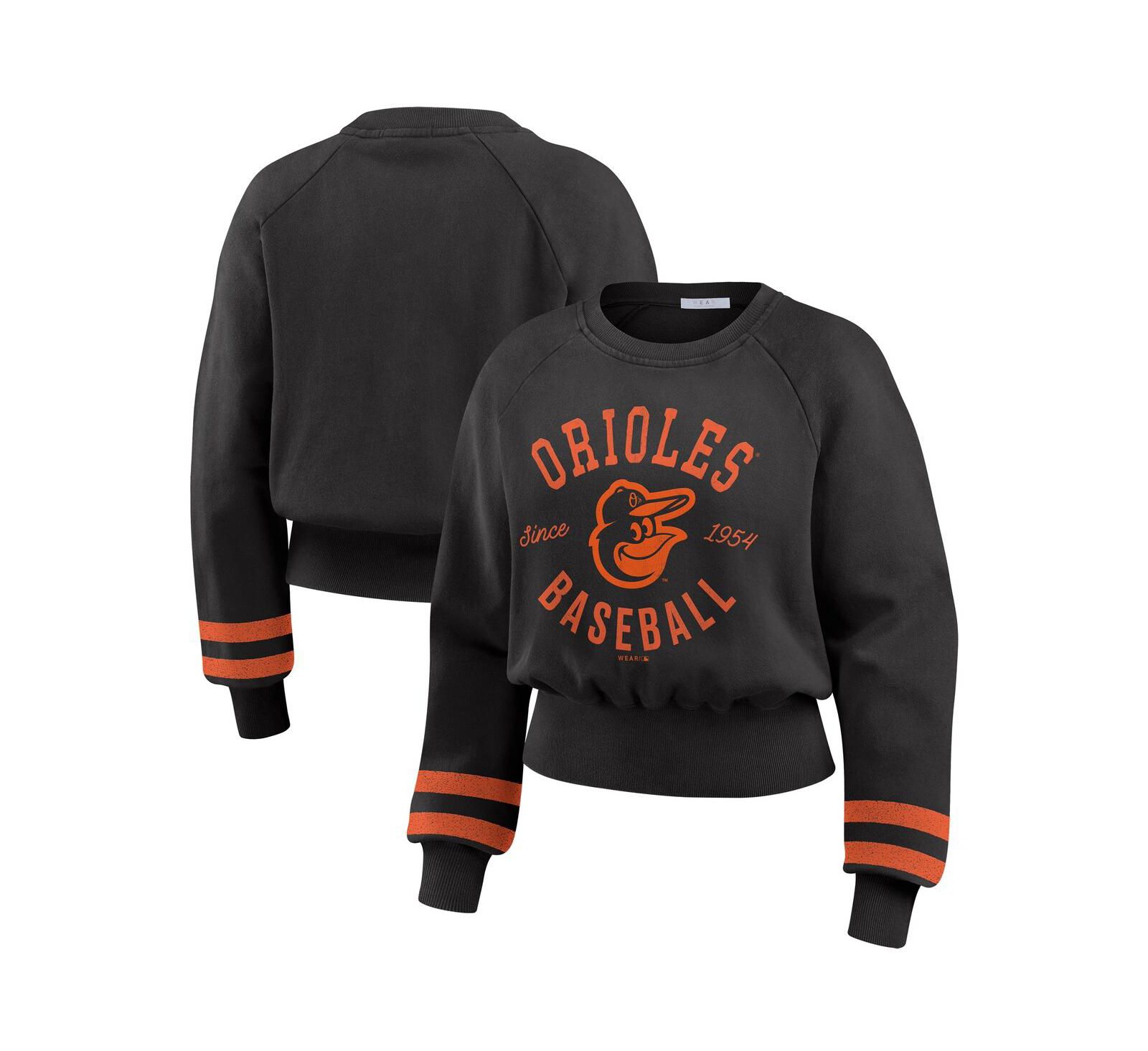 Женская укороченная толстовка WEAR by Erin Andrews Black Baltimore Orioles Vintage Washed