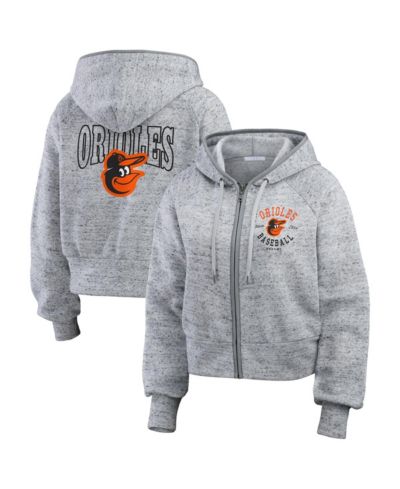 WEAR by Erin Andrews Women's Heather Gray Baltimore Orioles Speckled Fleece Cropped Full-Zip Hoodie
