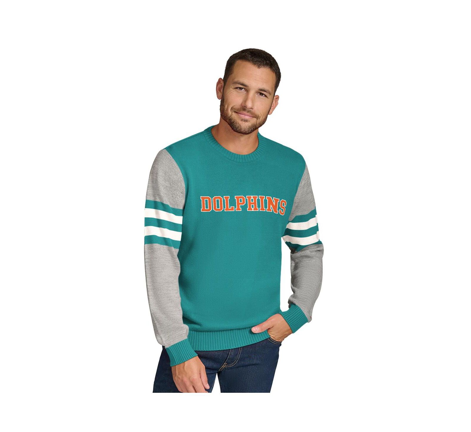 Tommy Hilfiger Мужской свитшот с капюшоном Aqua/Heather Gray Miami Dolphins