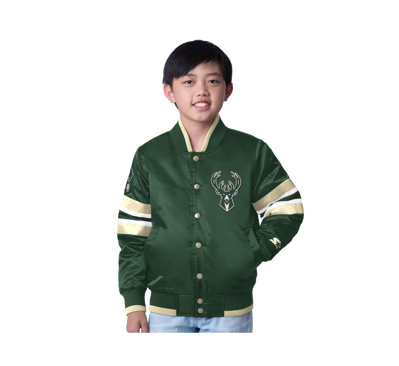 Куртка Starter Big Boys and Girls Hunter Green Milwaukee Bucks Scout Varsity Full-Snap