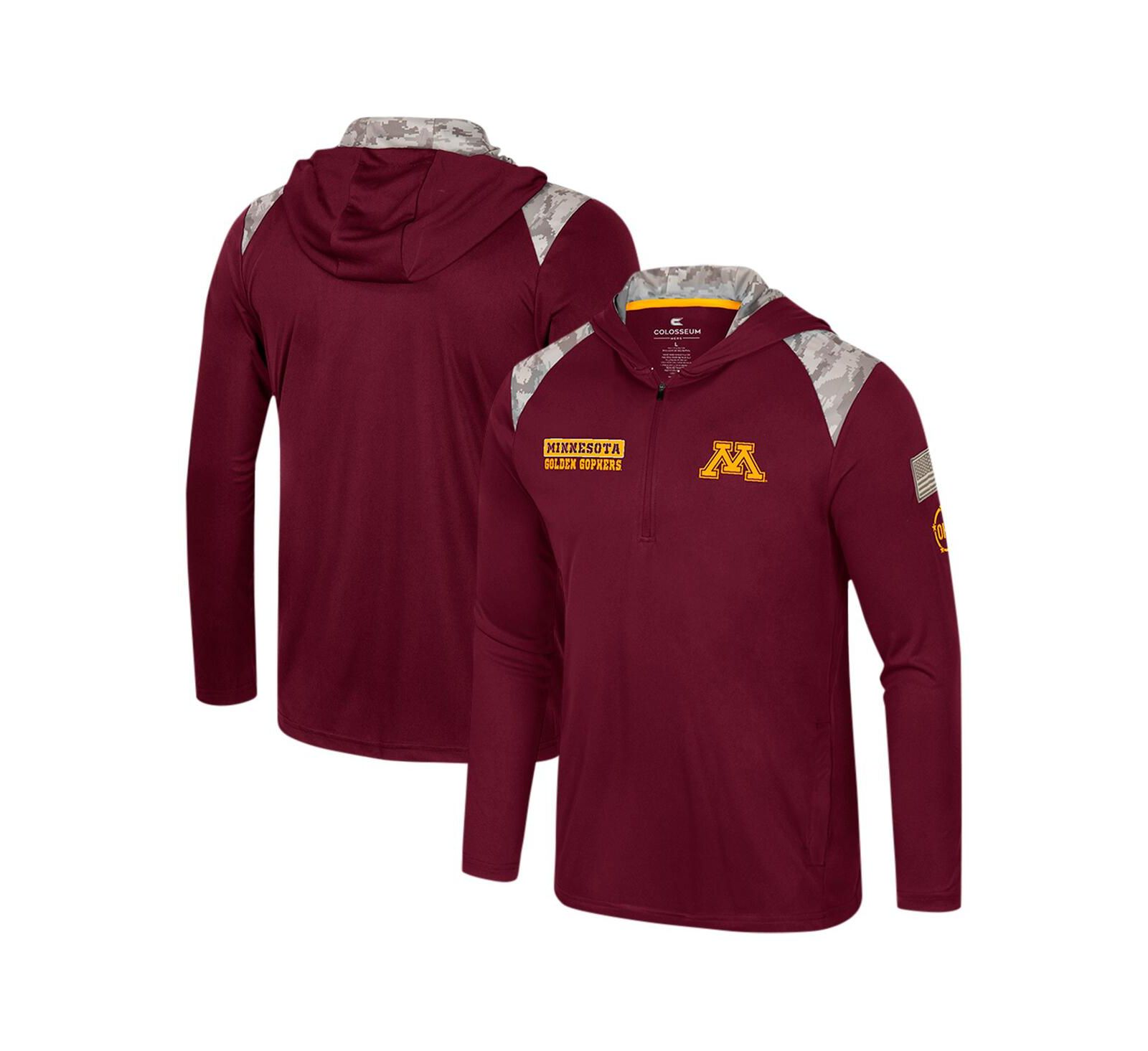 Colosseum Men's Maroon Minnesota Golden Gophers OHT Military Appreciation Quarter-Zip Hoodie Jacket