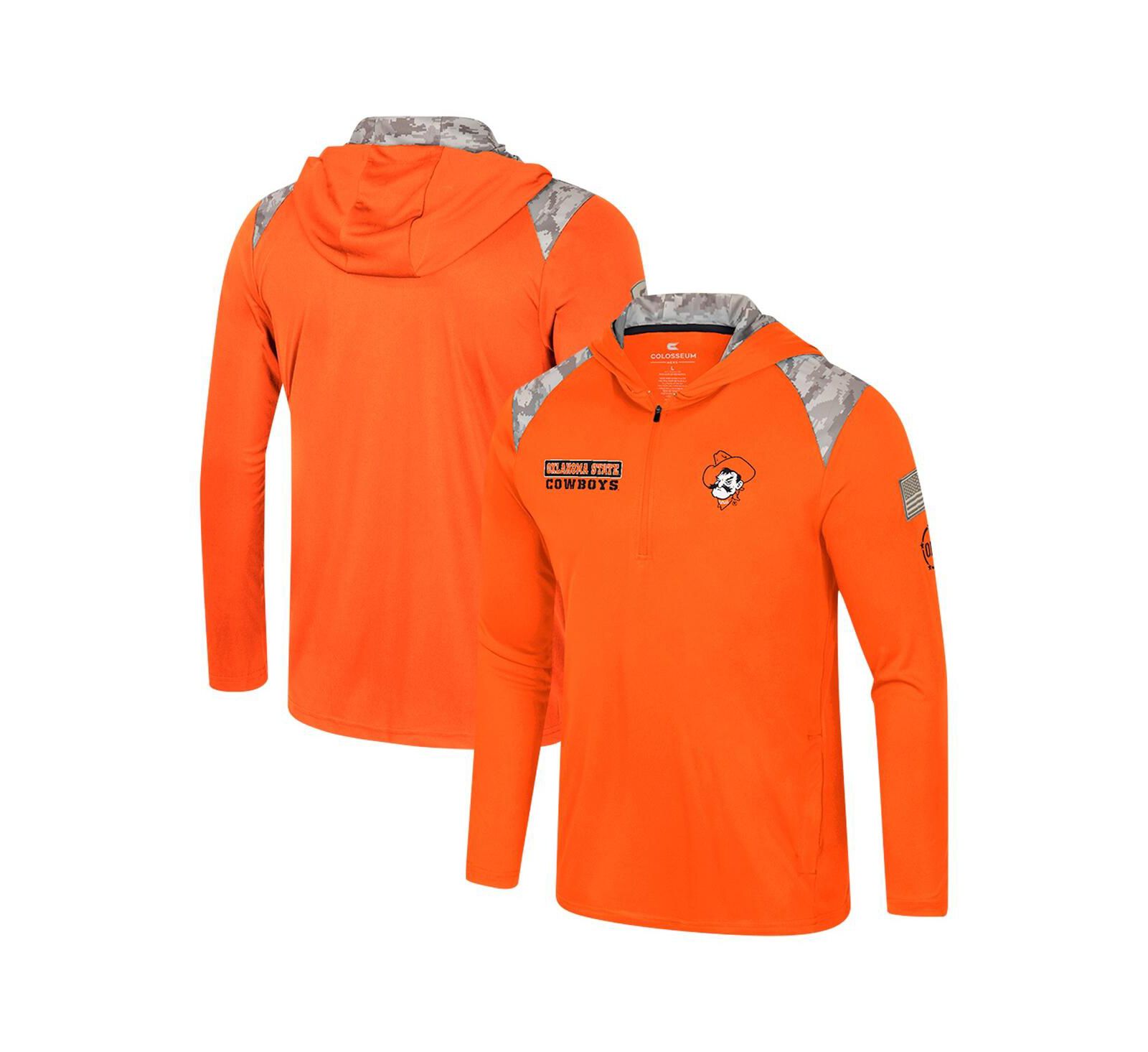 Colosseum Men's Orange Oklahoma State Cowboys OHT Military Appreciation Quarter-Zip Hoodie Jacket