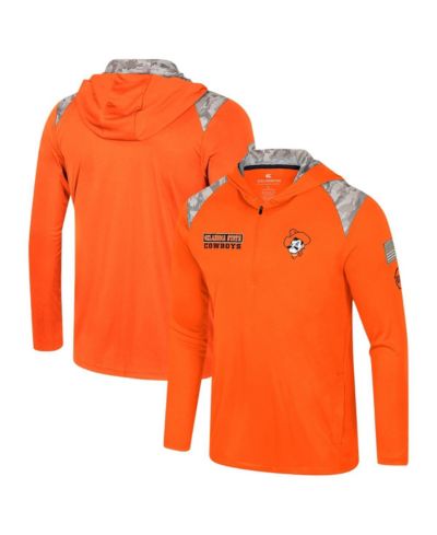 Colosseum Men's Orange Oklahoma State Cowboys OHT Military Appreciation Quarter-Zip Hoodie Jacket