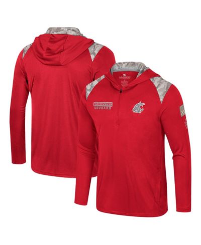 Colosseum Men's Crimson Washington State Cougars OHT Military Appreciation Quarter-Zip Hoodie Jacket