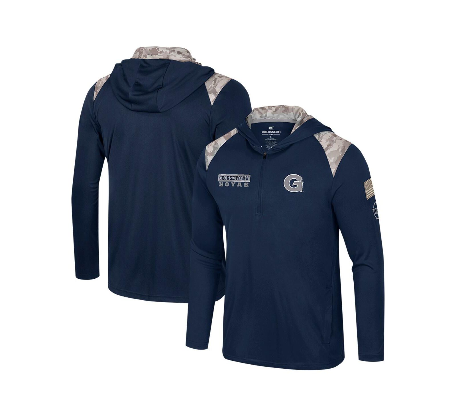 Colosseum Men's Navy Georgetown Hoyas OHT Military Appreciation Quarter-Zip Hoodie Jacket