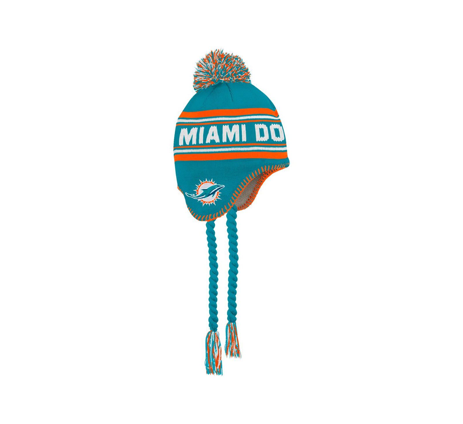 Outerstuff Preschool Aqua Miami Dolphins Jacquard Tassel with Pom Knit Hat