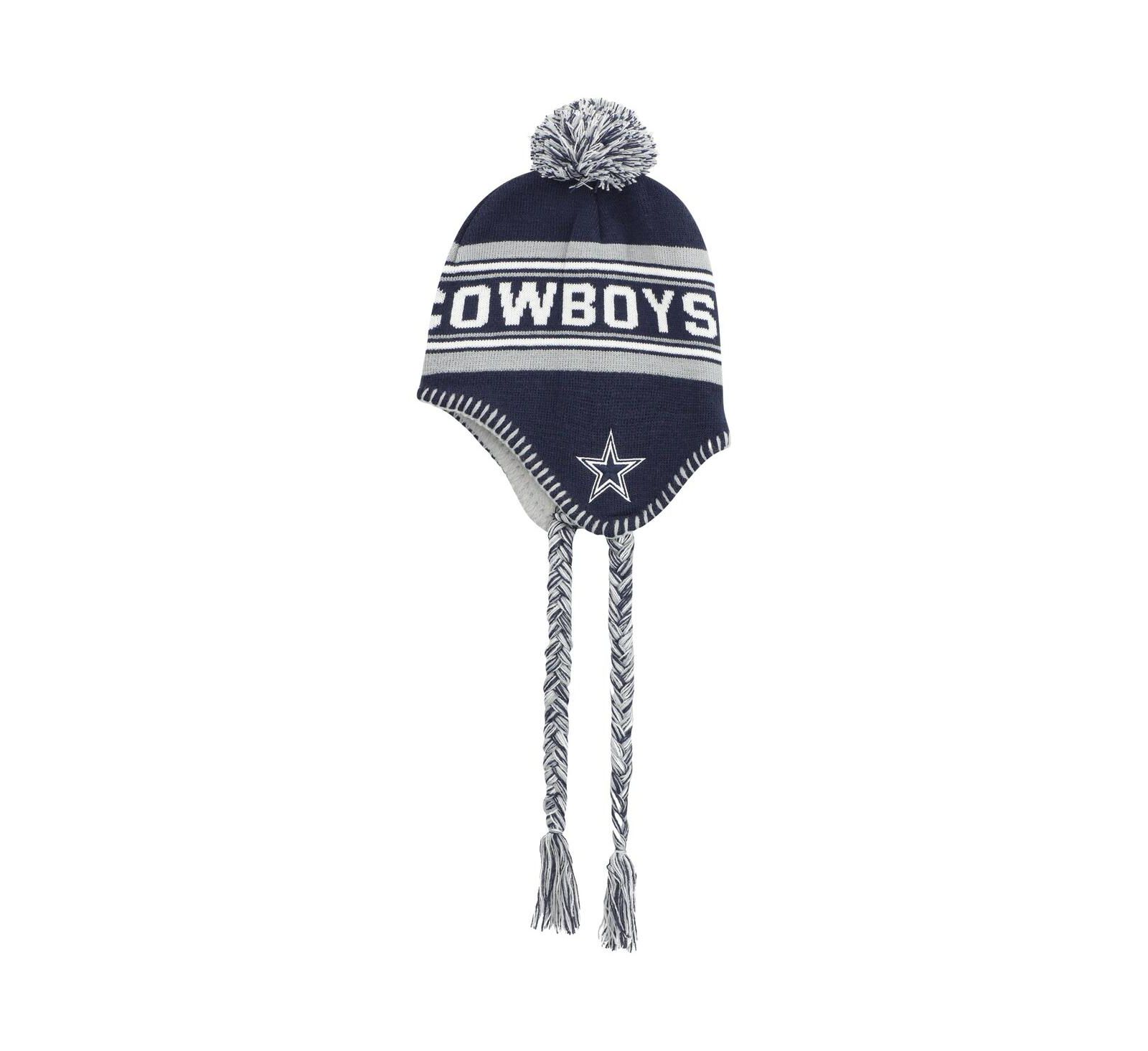 Вязаная шапка Outerstuff Dallas Cowboys Jacquard с помпоном Navy