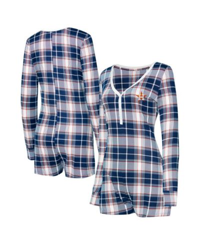 Ромпер Concepts Sport Women's Navy/Orange Houston Astros Ashford Plaid V-Neck Knit