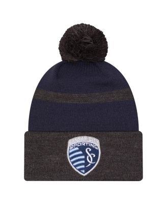 New Era Men's Blue Sporting Kansas City 2025 Kickoff Cuffed with Pom Knit Hat