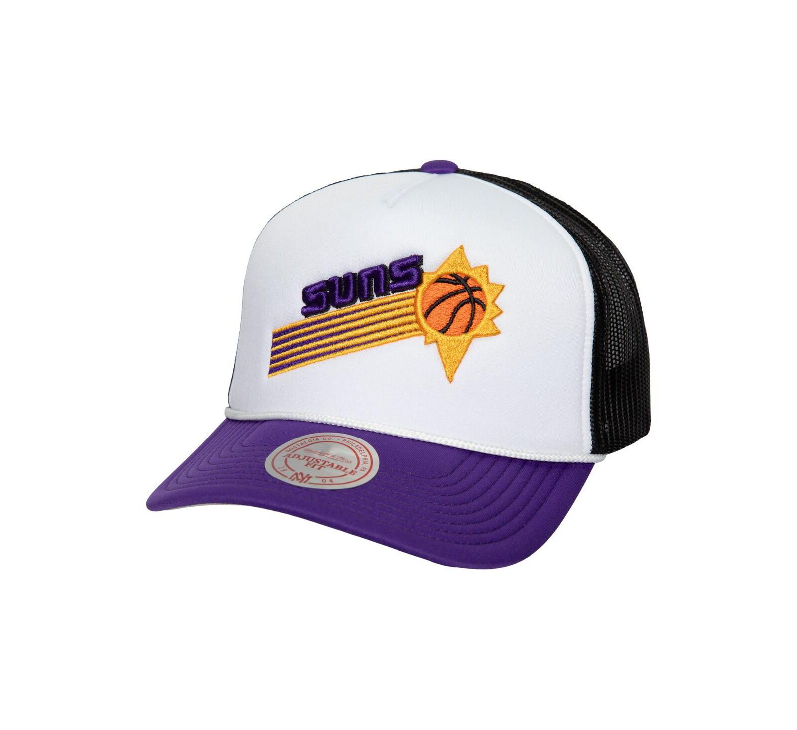 Мужская кепка Mitchell & Ness White Phoenix Suns Hardwood Classics Blocker Foam Front Trucker Snapback