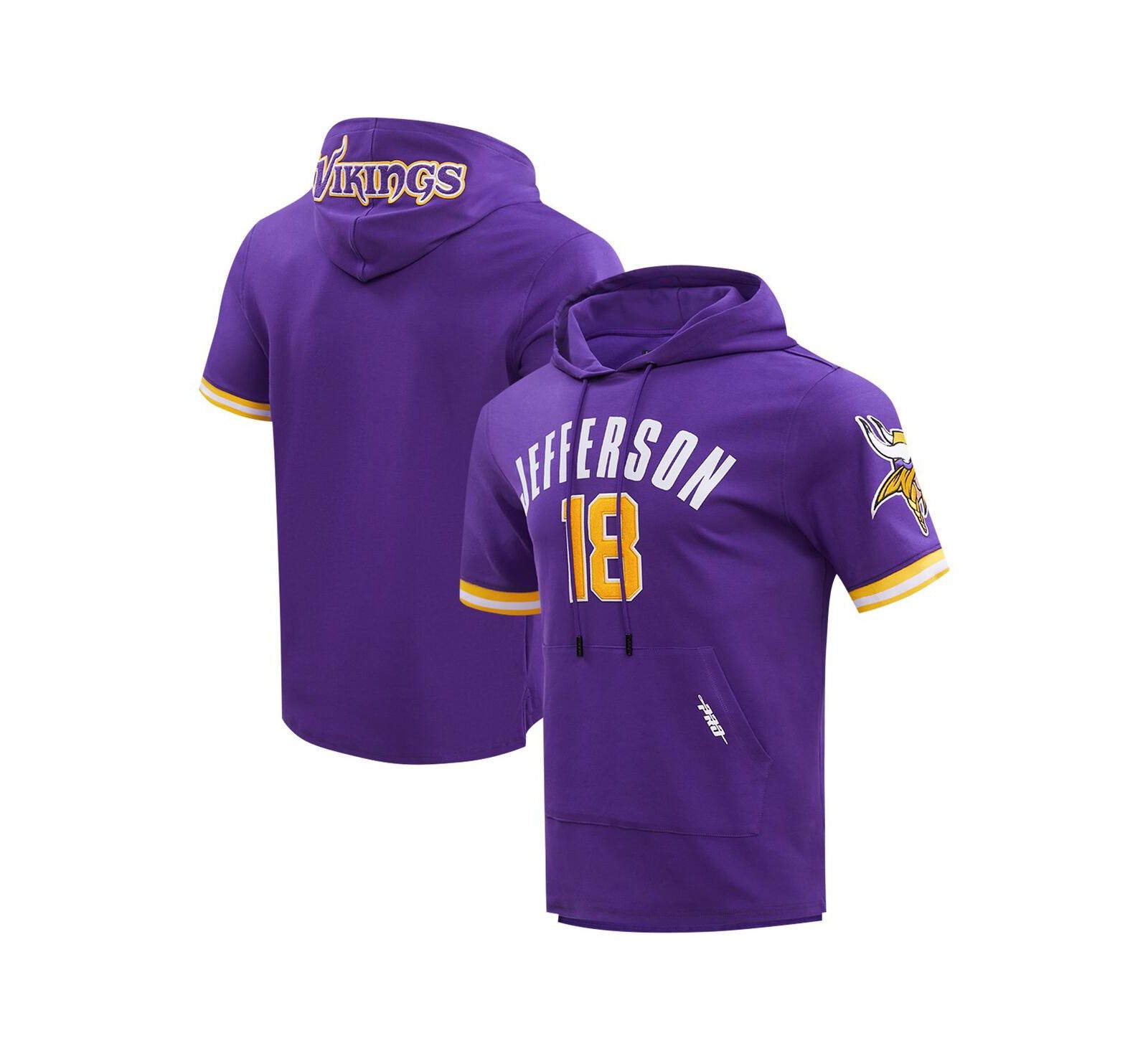 Мужское худи-футболка Pro Standard Justin Jefferson Minnesota Vikings с именем и номером игрока