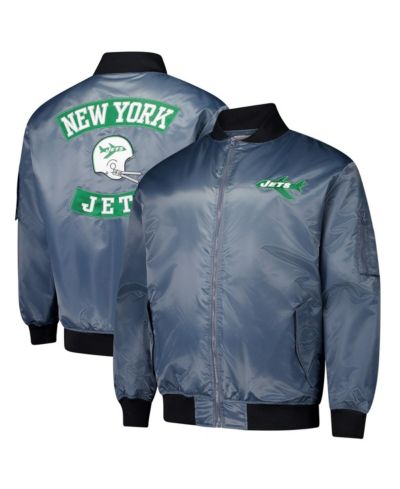 Mitchell & Ness Men's Charcoal New York Jets Big & Tall Bomber Full-Zip Jacket
