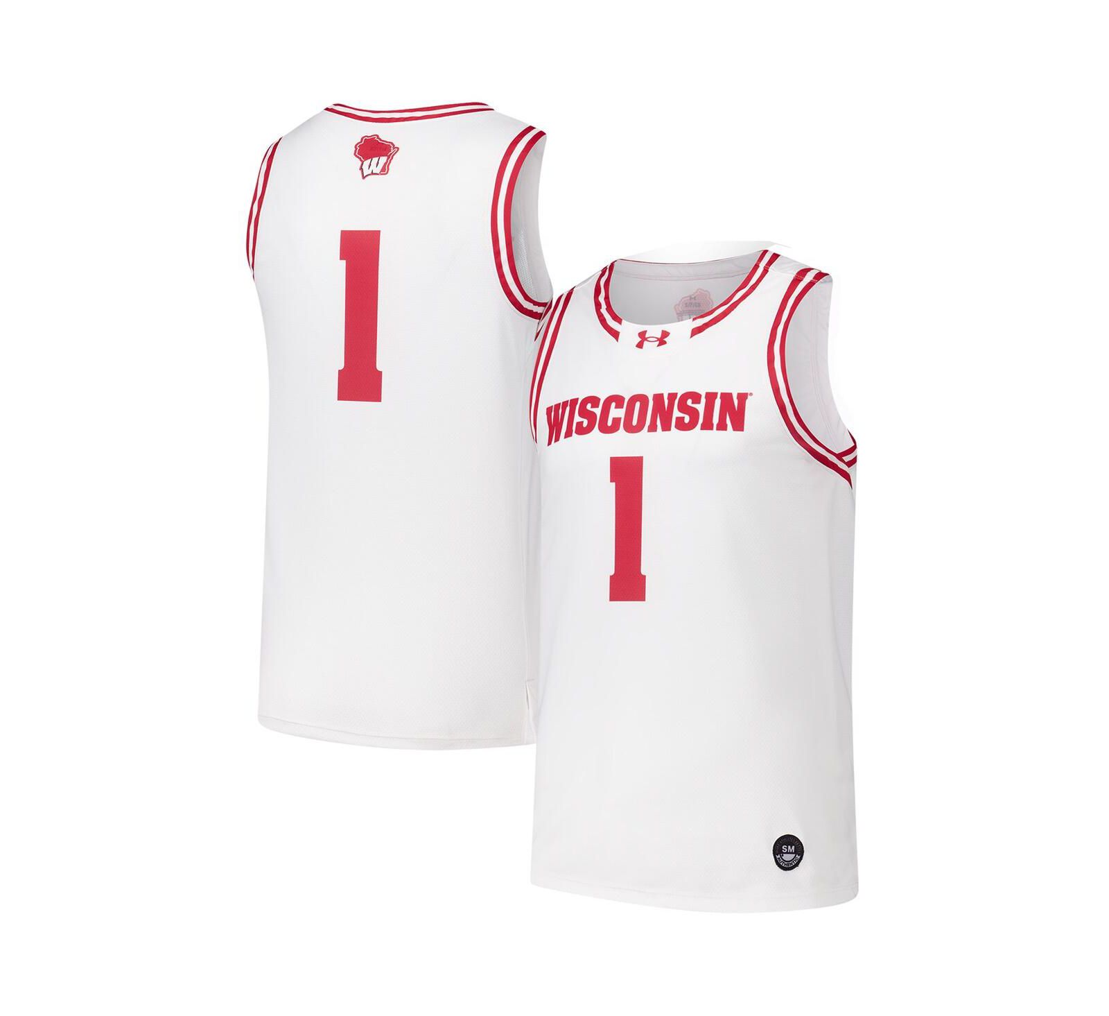 Under Armour Мужская реплика баскетбольной джерси Wisconsin Badgers, белая