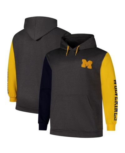 Fanatics Мужской угольный худи Michigan Wolverines Big & Tall с контрастными рукавами