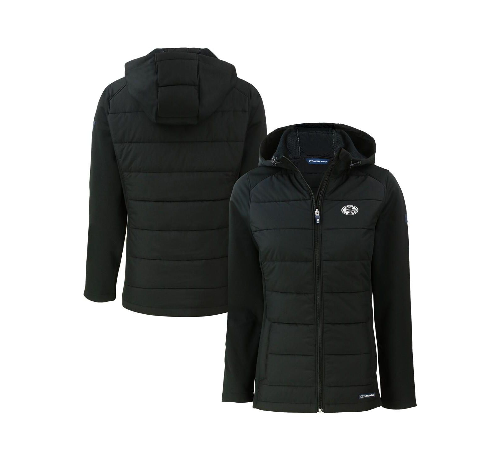 Cutter & Buck Women's Black San Francisco 49ers Evoke Hybrid Eco Softshell Full-Zip Hoodie Jacket