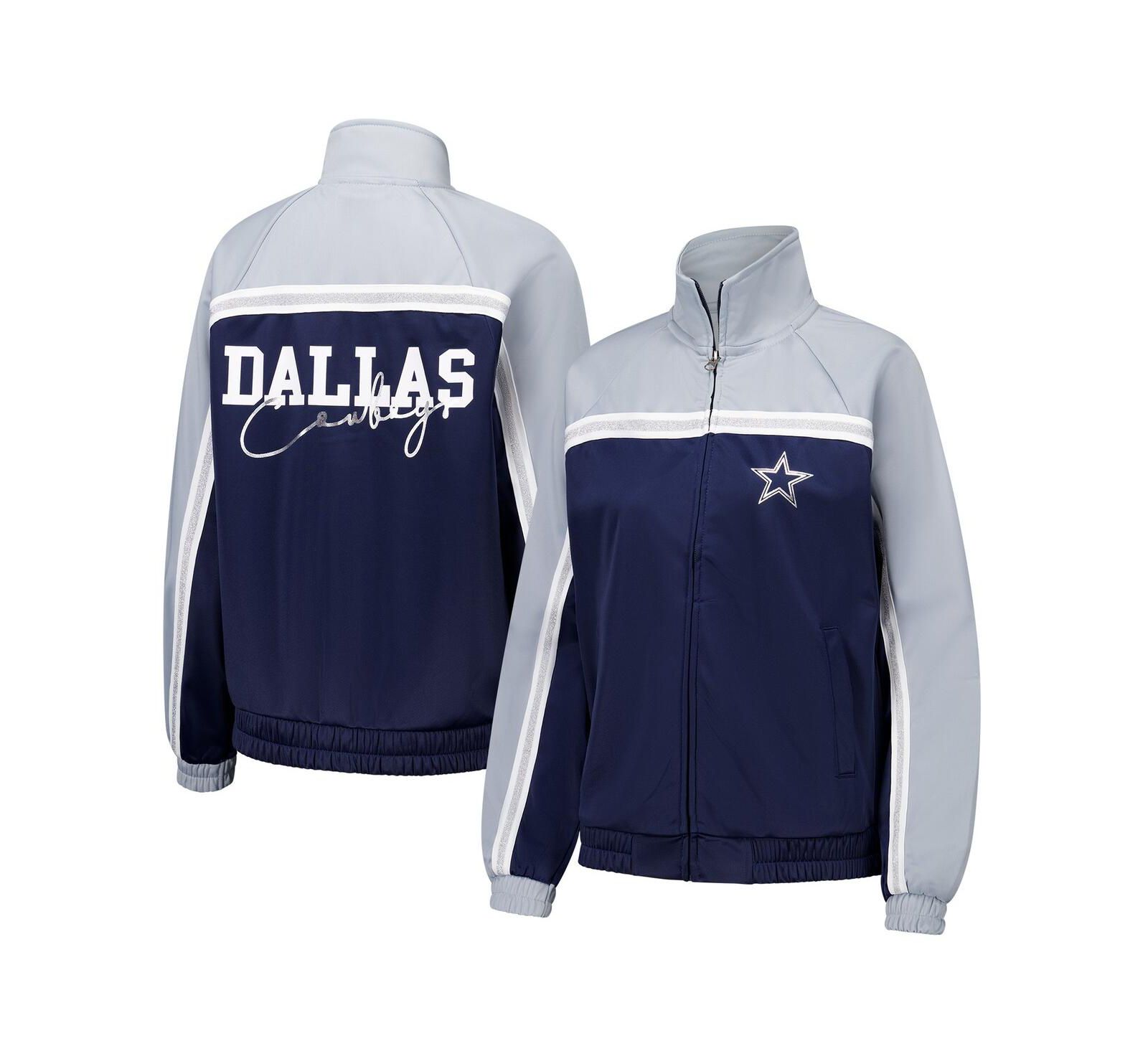 G-III 4her By Carl Banks Women's Navy Dallas Cowboys Post Game Full-Zip Track Jacket