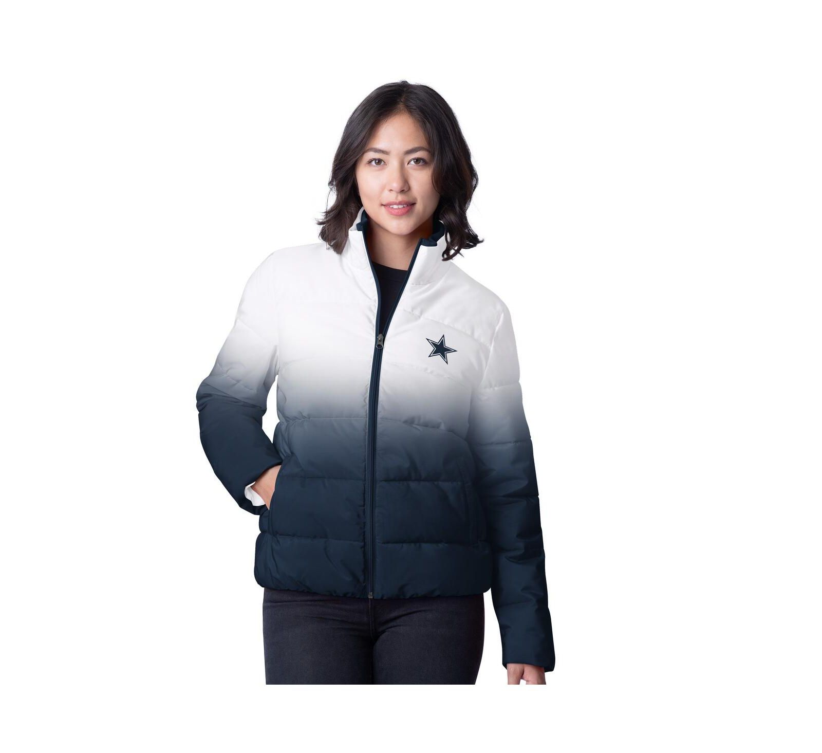 G-III 4her By Carl Banks Женская белая куртка G-III 4her By Carl Banks Dallas Cowboys Overtime Ombre Full-Zip Puffer
