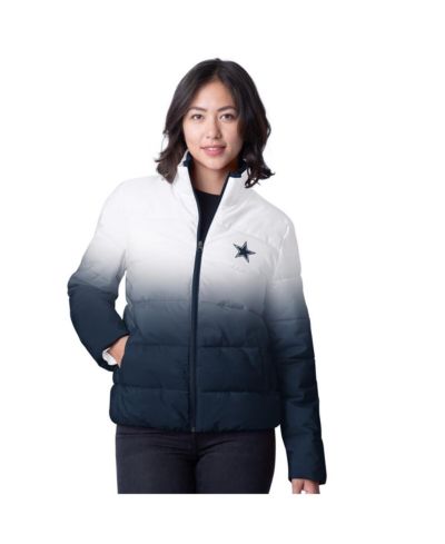 G-III 4her By Carl Banks Women's White Dallas Cowboys Overtime Ombre Full-Zip Puffer Jacket