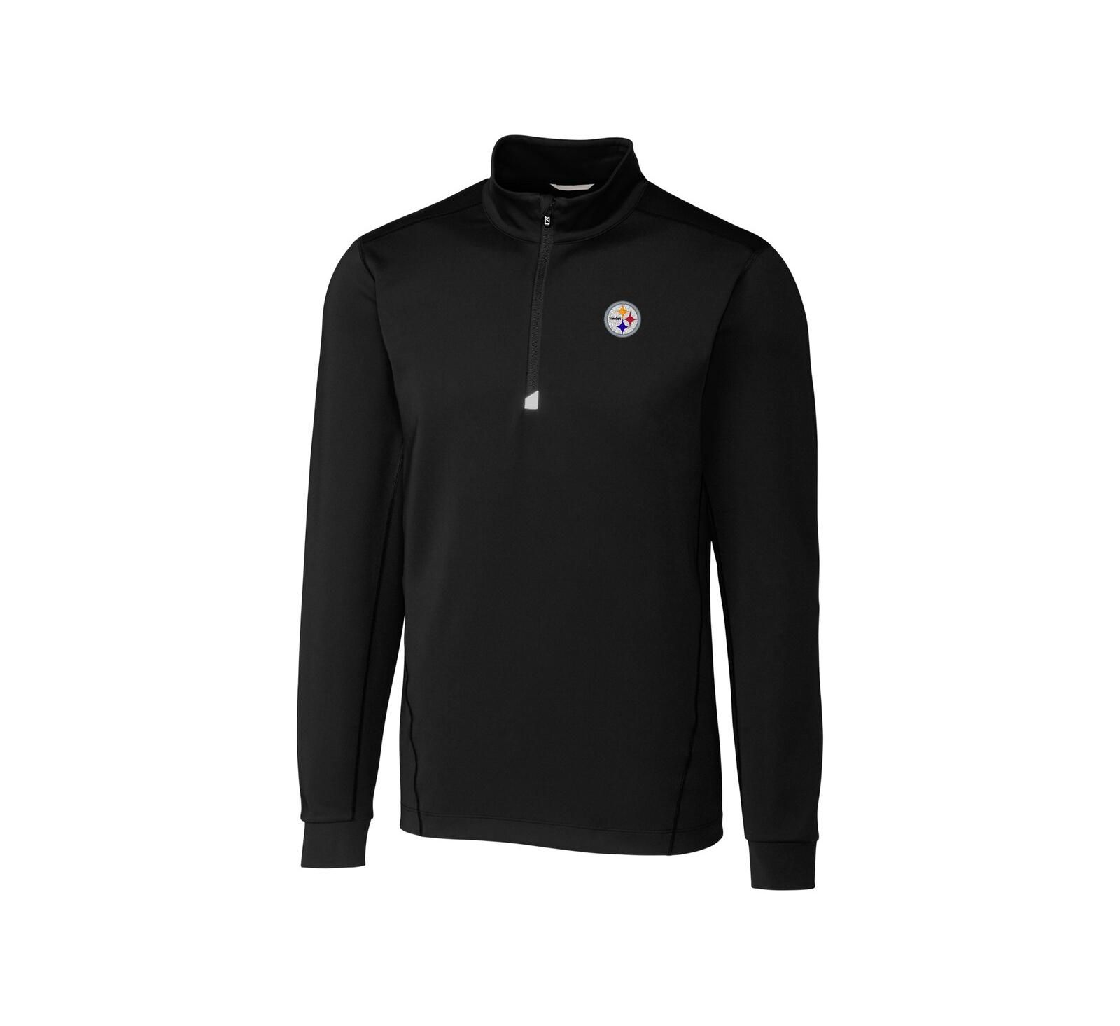Cutter & Buck Men's Black Pittsburgh Steelers Big & Tall Traverse Half-Zip Pullover Jacket