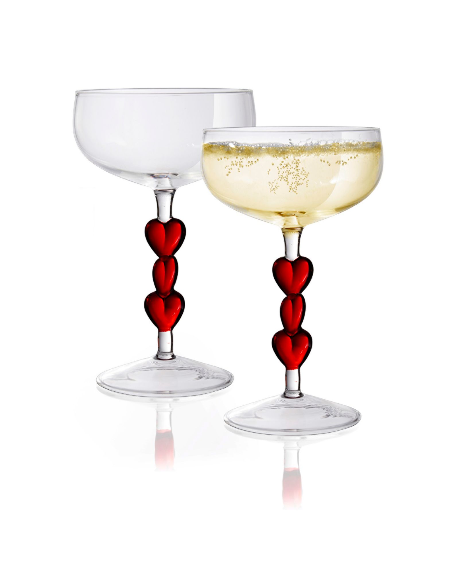 Набор бокалов Qualia Glass Red Heart Stemmed Coupe Glasses, 2 шт.
