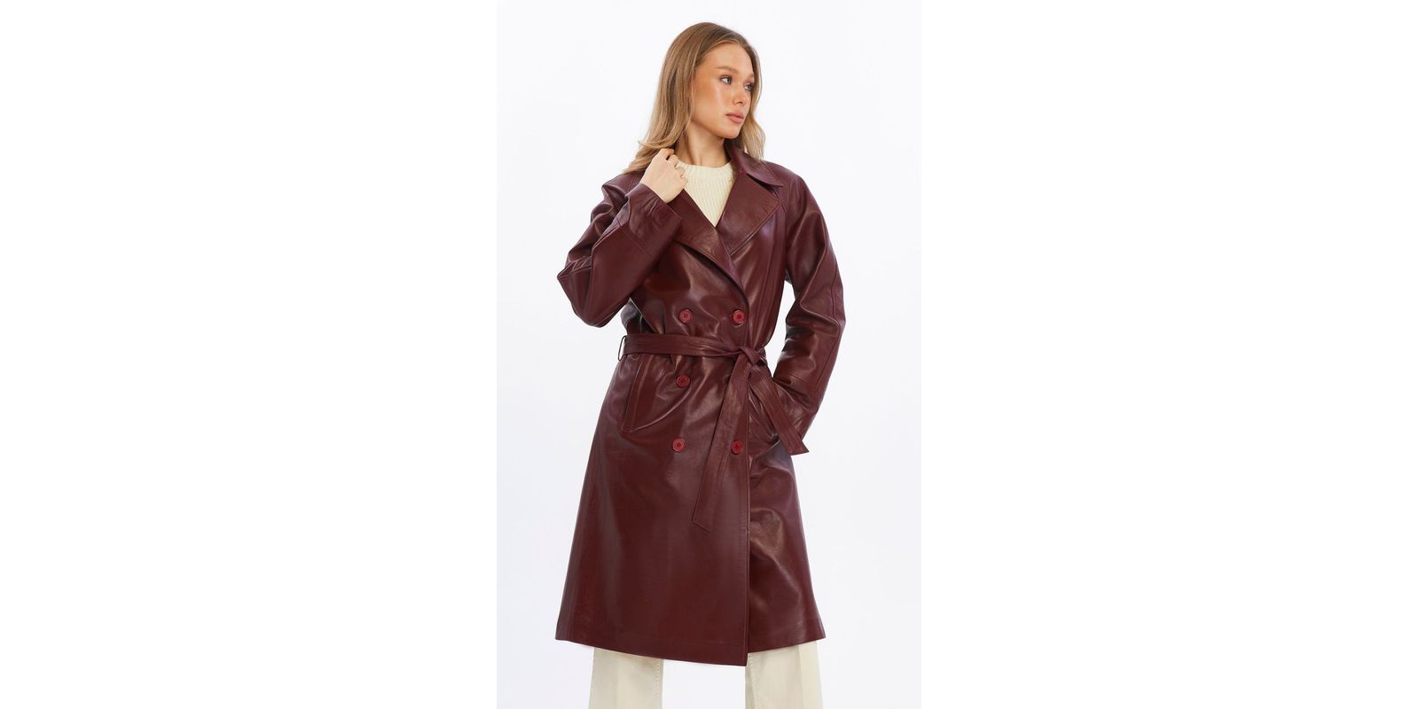 Тренч из кожи Sloane Furniq UK Женский