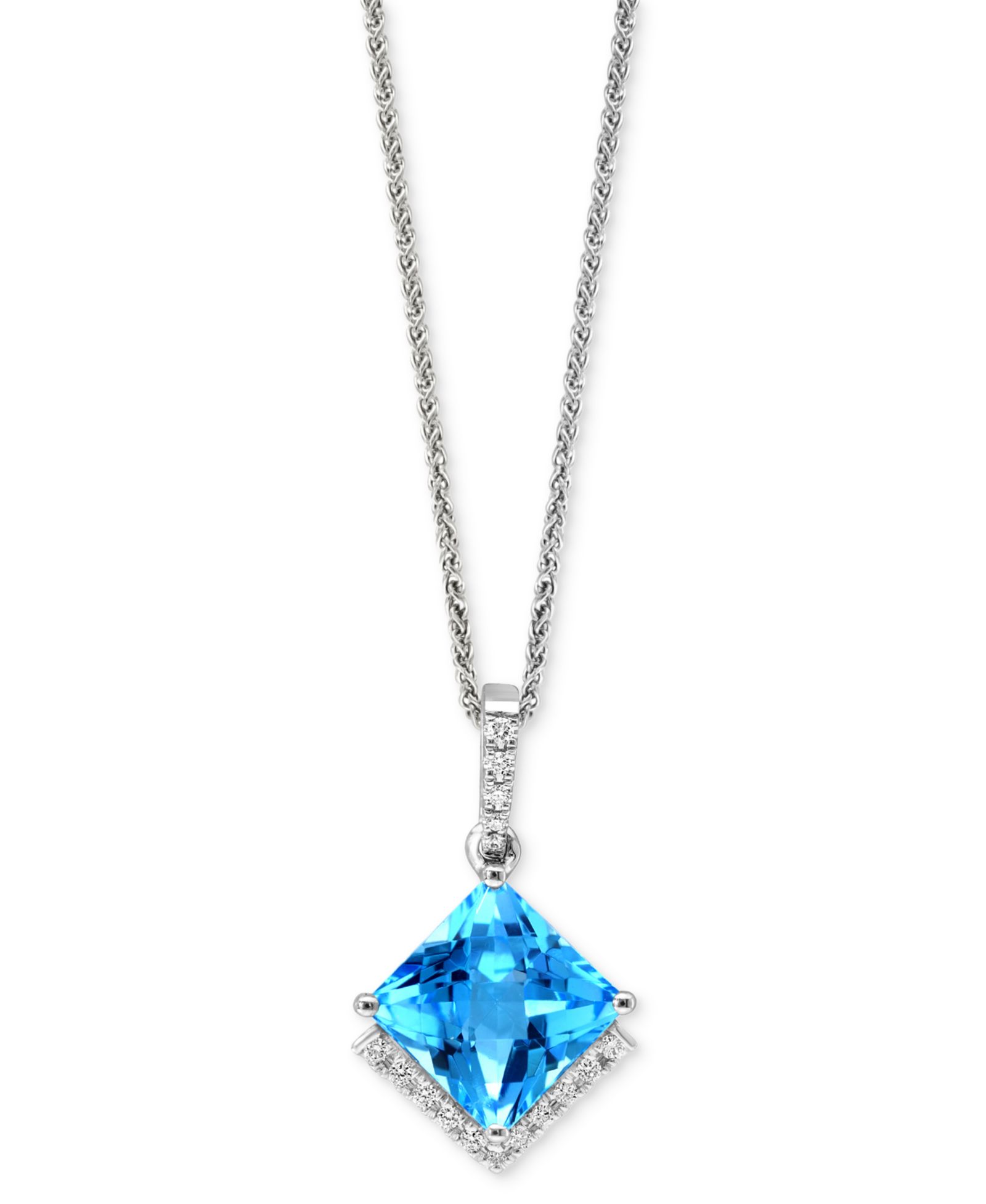 Lali Jewels Подвеска-ожерелье Swiss Blue Topaz & Diamond 18" в белом золоте 14k