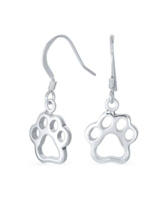 Bling Jewelry серьги с вырезанным следом лапы Animal Lover, 0.925 Sterling Silver
