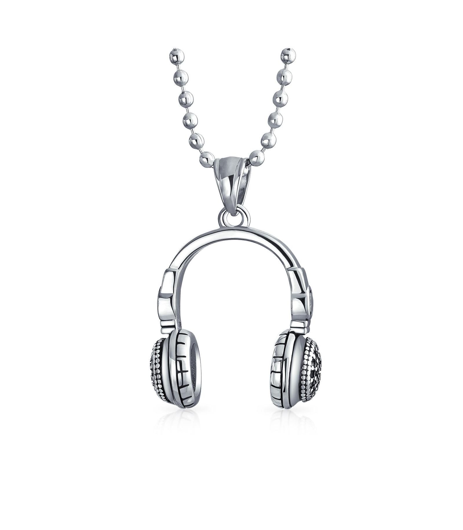 Кулон-подвеска Bling Jewelry с наушниками диджея, серебро, нержавеющая сталь