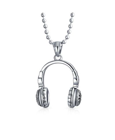 Кулон-подвеска Bling Jewelry с наушниками диджея, серебро, нержавеющая сталь