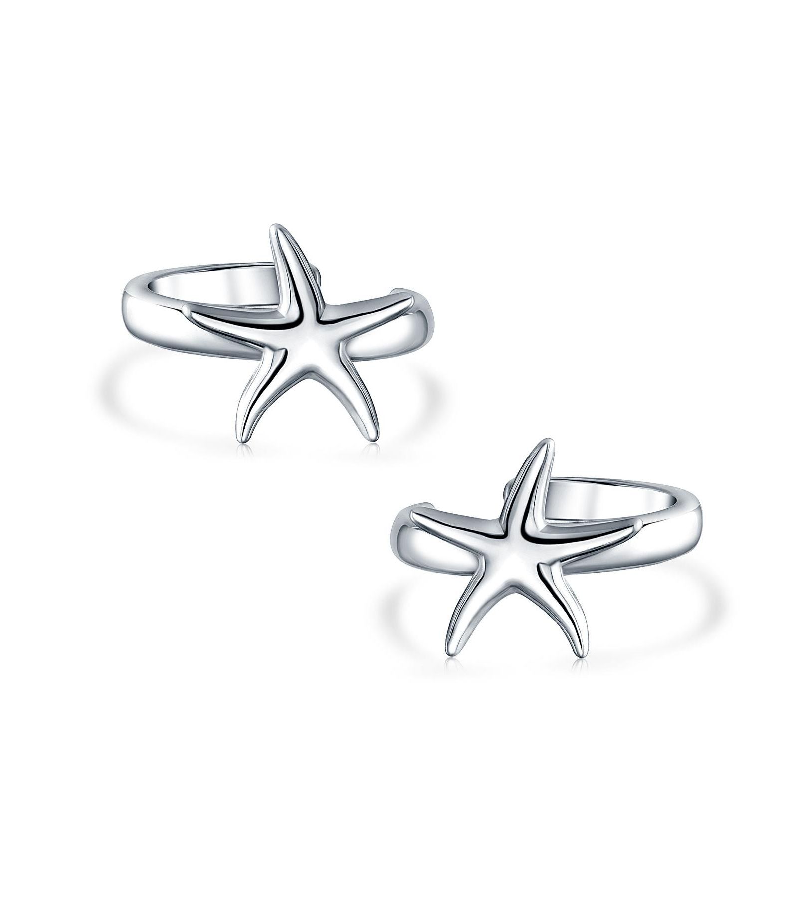 Серьги-ободки Bling Jewelry трендовые, морская звезда, для хряща, стерлинговое серебро .925