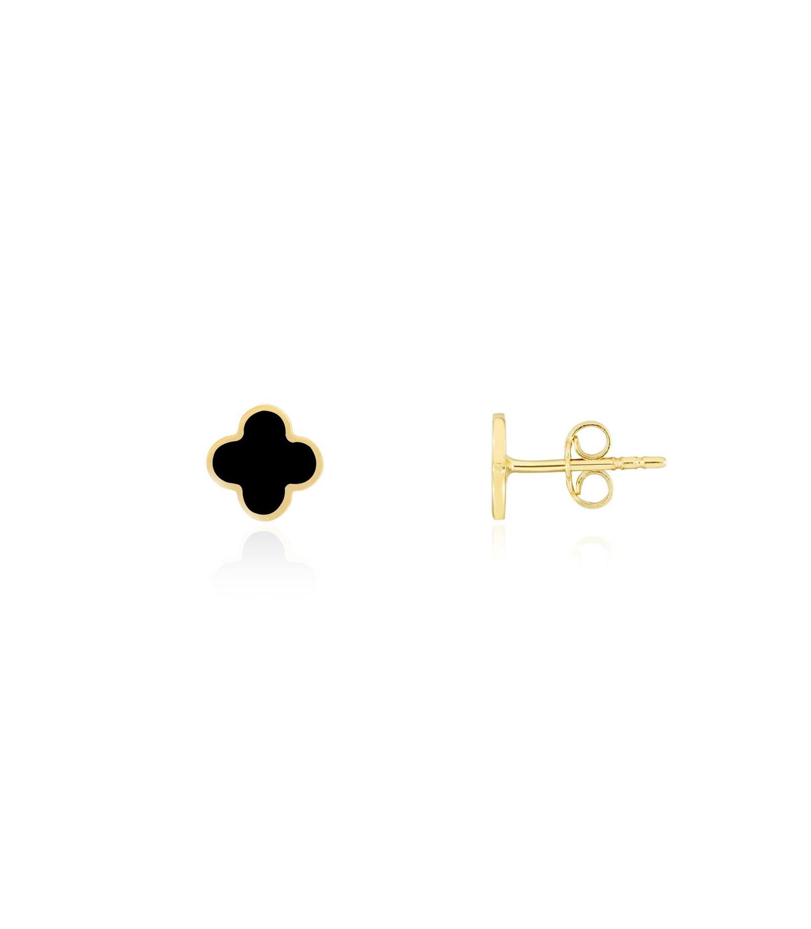 The Lovery Mini Onyx Clover Stud Earrings