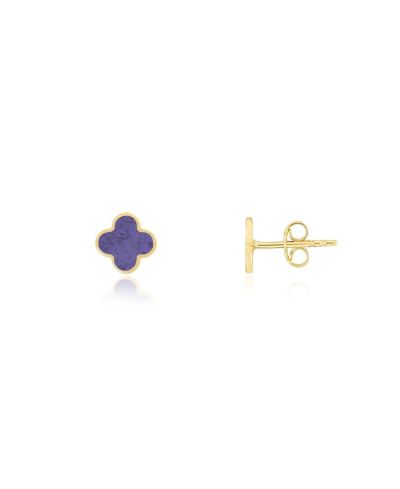 Серьги-гвоздики The Lovery Mini Amethyst Clover