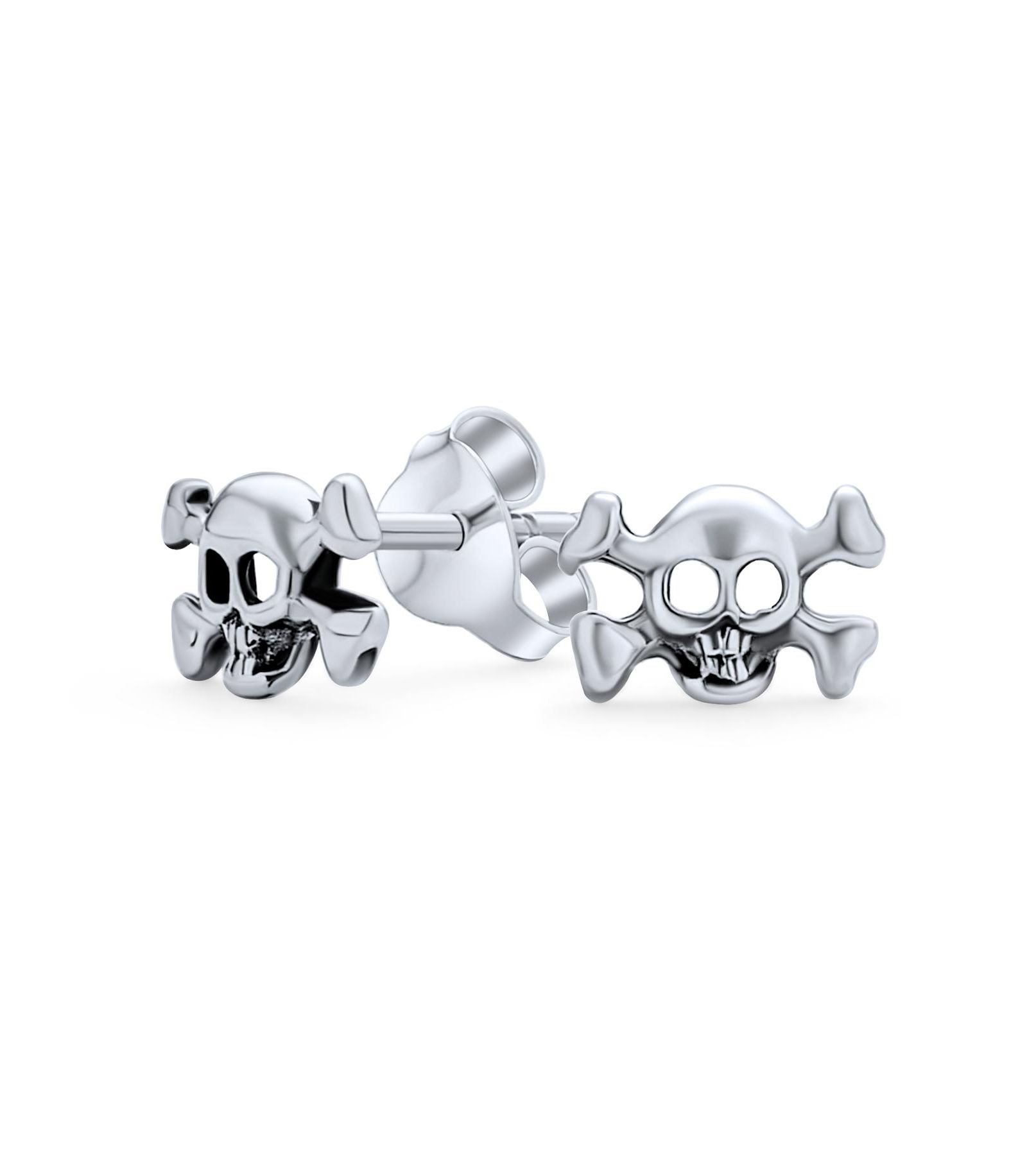 Bling Jewelry мужские серьги-гвоздики Bling Jewelry Biker Goth Crossbone Skull 925 Sterling Silver